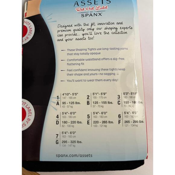 Spanx Red Hot Label Assets Original Shaping Tights Size 5/E Black Tummy Control - Picture 6 of 6